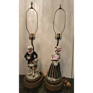 Cordey Lamp Set of 2 Porcelain Victorian Couple